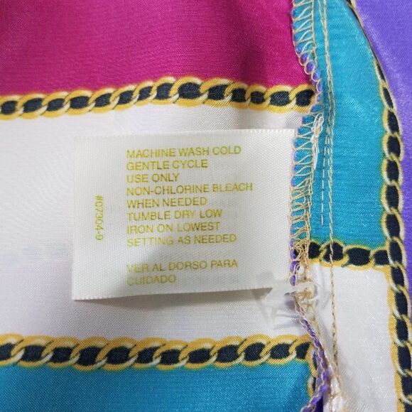 Christie and Jill Shirt Color Block Top Silky Fashion Blouse Chain Link - Picture 7 of 9